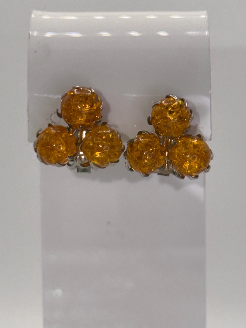 Vintage Yellow Crystal Cluster Stud Earrings - Women Jewelry